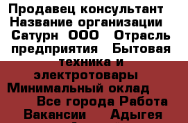 Продавец-консультант › Название организации ­ Сатурн, ООО › Отрасль предприятия ­ Бытовая техника и электротовары › Минимальный оклад ­ 20 000 - Все города Работа » Вакансии   . Адыгея респ.,Адыгейск г.